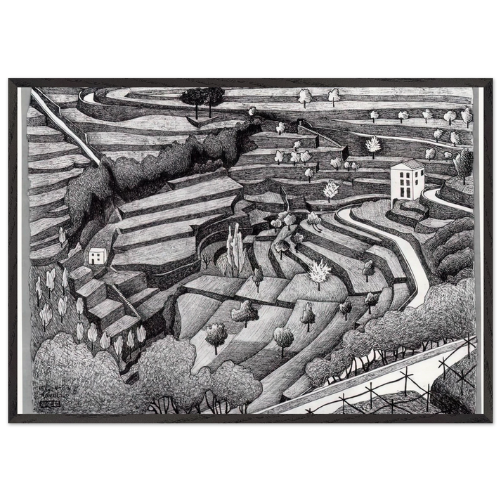 RAVELLO II - MC Escher 70x100 cm / 28x40 inches Framed Art Print – Black Wooden Frame | Maurits Cornelis Escher Prints