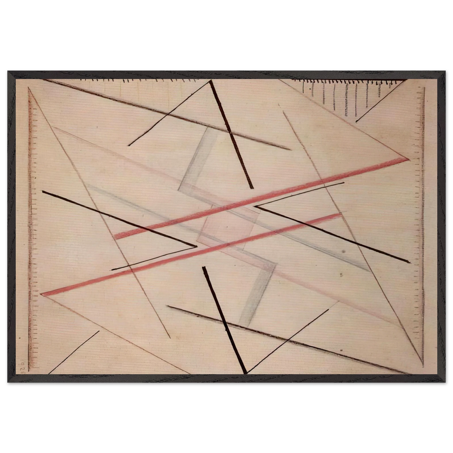 Astrazione di una linea n 2 disegno - 1925 - Bice Lazzari 70x100 cm / 28x40 inches Framed Art Print – Black Wooden Frame