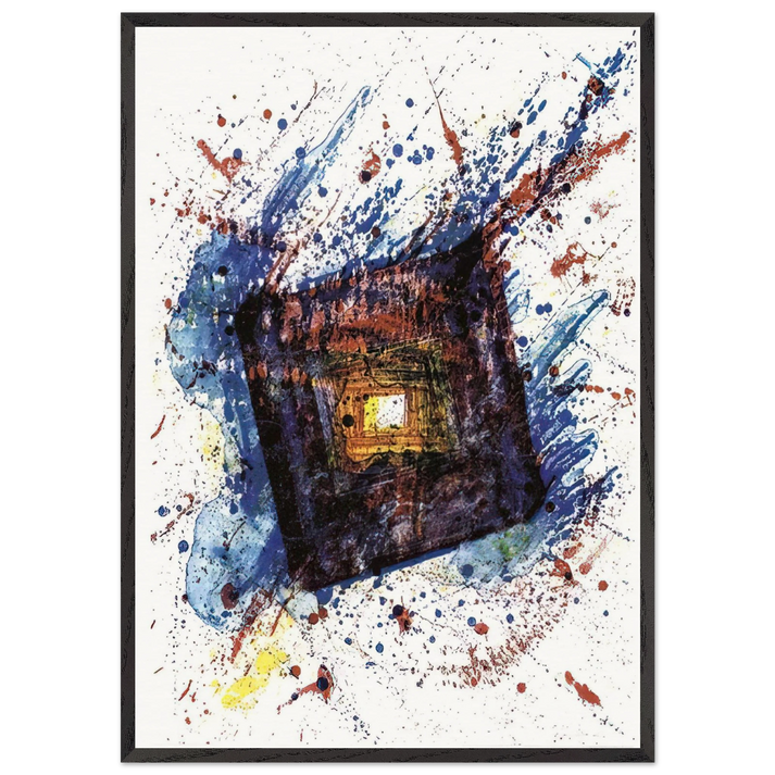 Falling Star L L249 - Sam Francis 70x100 cm / 28x40 inches Framed Art Print – Black Wooden Frame