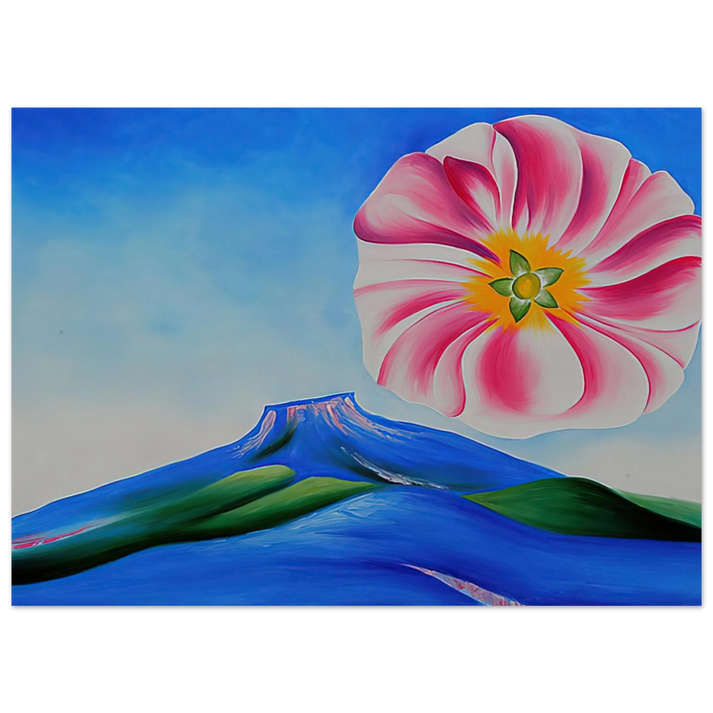 Georgia O'Keeffe - Hollyhock Pink with Pedernal Fine Art Poster