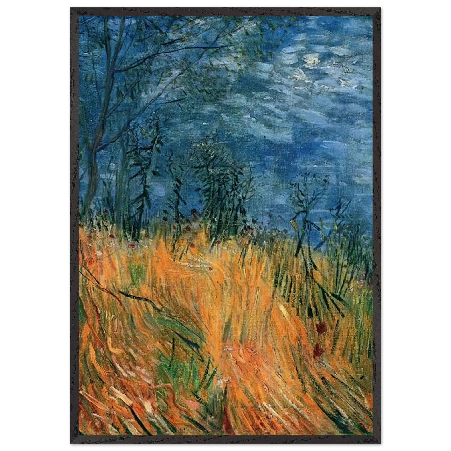 Edge of a Wheatfield with Poppies - Vincent van Gogh Framed Art Print – Black Wooden Frame - Default Title - -Framed Art Print
