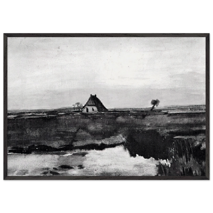 Landscape with a Farm - Vincent van Gogh 70x100 cm / 28x40 inches Framed Art Print – Black Wooden Frame