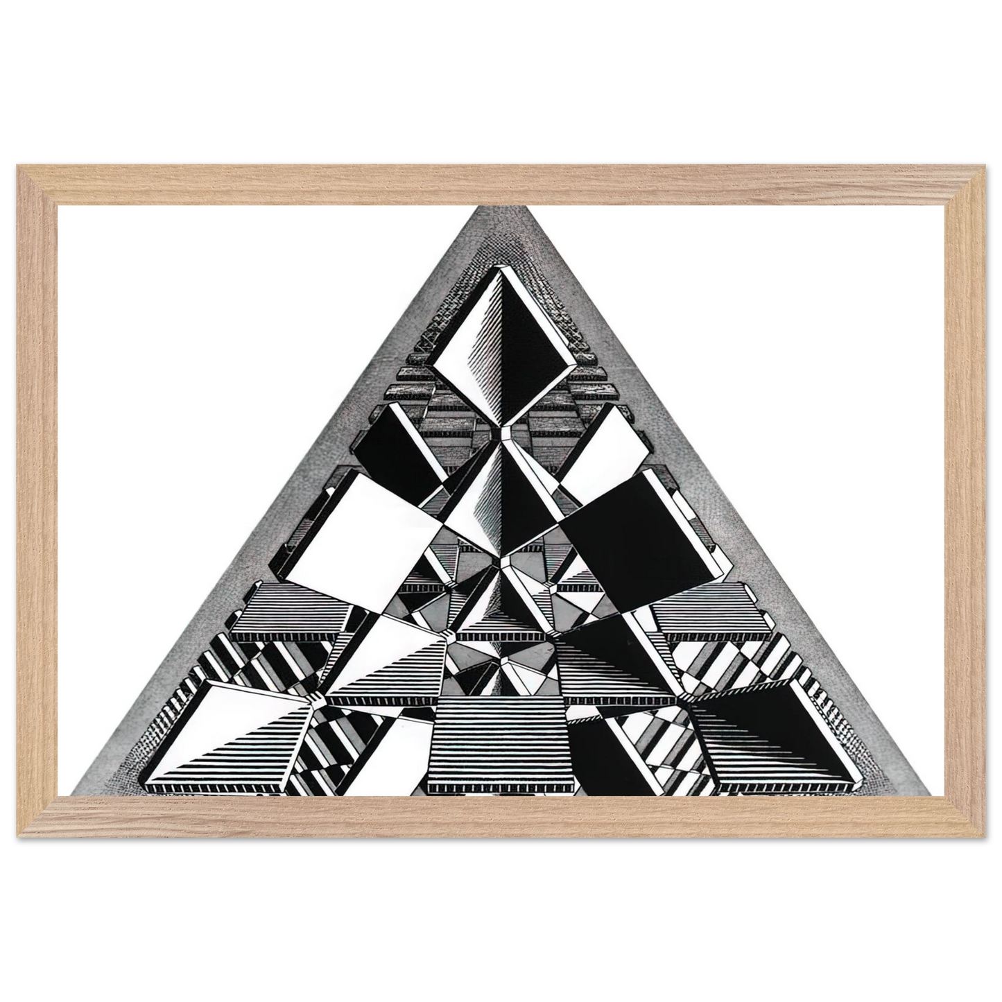 MC Escher - THREE INTERSECTING PLANES Wall Art - 60x80 cm / 24x32 inches - Premium Wooden Framed Poster With Fine Art Paper-canvas - Wood frame