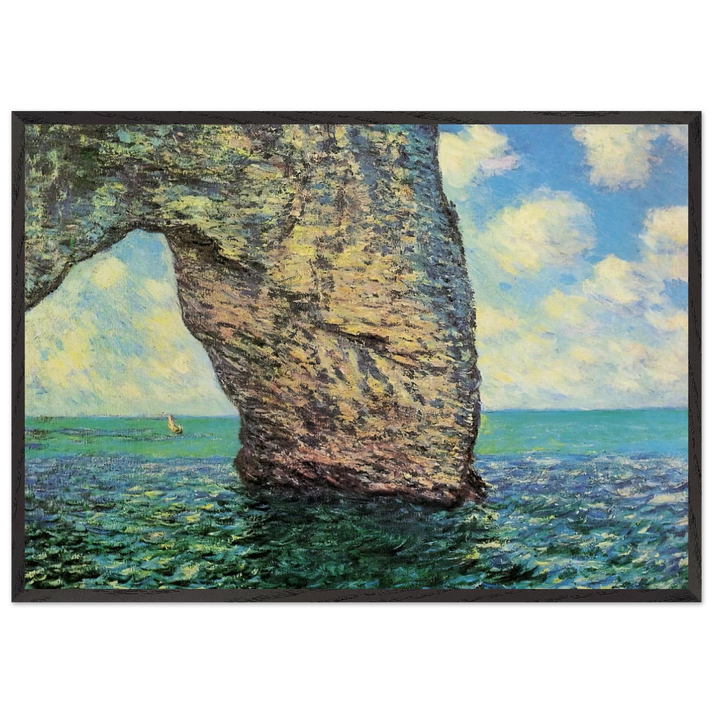 The Manneport at High Tide - claude monet 70x100 cm / 28x40 inches Framed Art Print – Black Wooden Frame