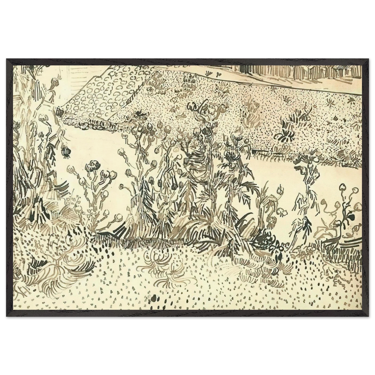 Thistles Along the Roadside - Vincent van Gogh Framed Art Print – Black Wooden Frame - Default Title - -Framed Art Print