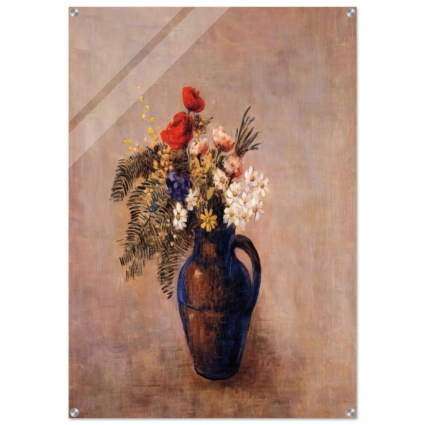 BOUQUET OF FLOWERS IN A BLUE VASE - Odilon Redon Acrylic Print - 70x100 cm / 28x40″ inches