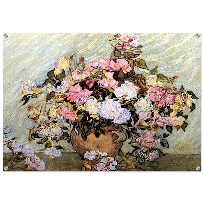 Still Life Vase with Roses - Vincent van Gogh Acrylic Print - 70x100 cm / 28x40″ inches | Vincent van Gogh Wall Art | Vincent van Gogh Prints