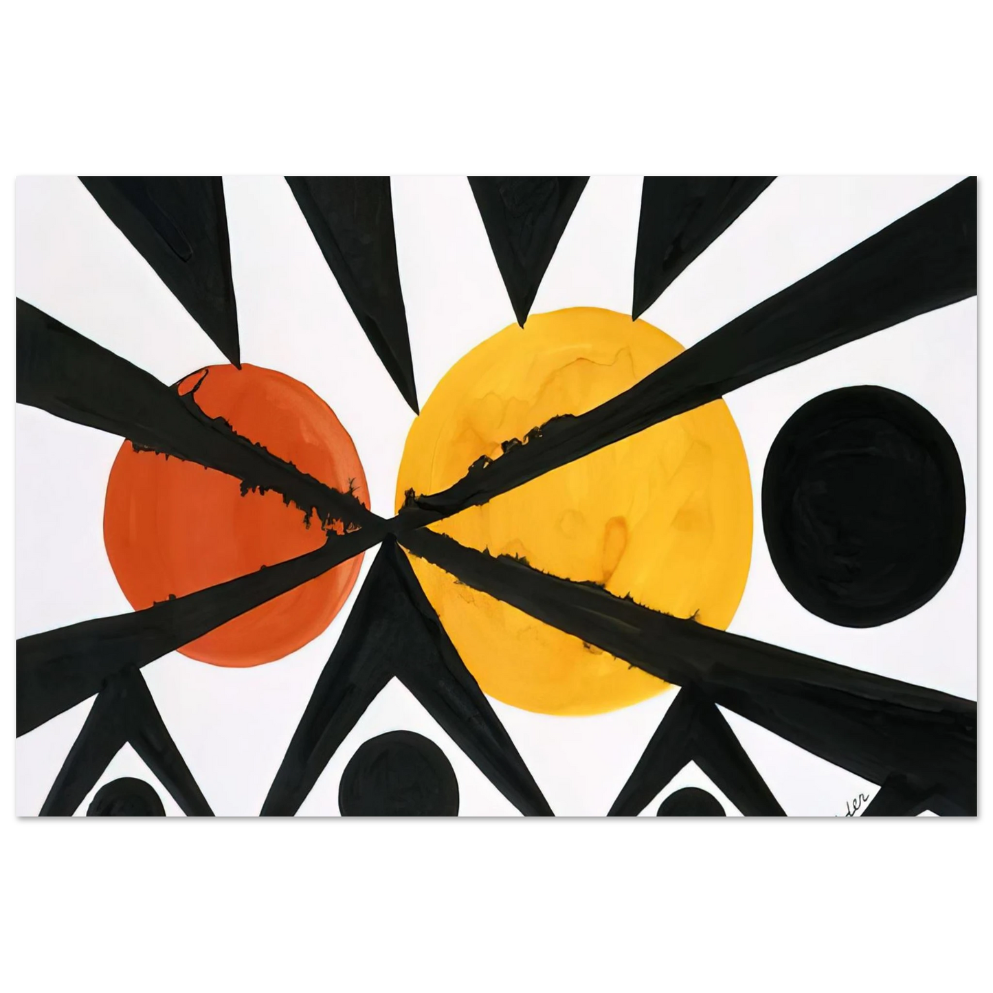 Alexander Calder - ACROSS THE ORANGE MOONS 1967 Fine Art Poster - 75x100 cm / 30x40 inches