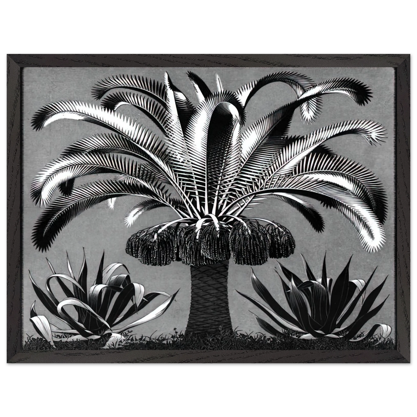 MC Escher - PALM Wall Art - 60x80 cm / 24x32 inches - Premium Wooden Framed Poster With Fine Art Paper-canvas - Wood frame