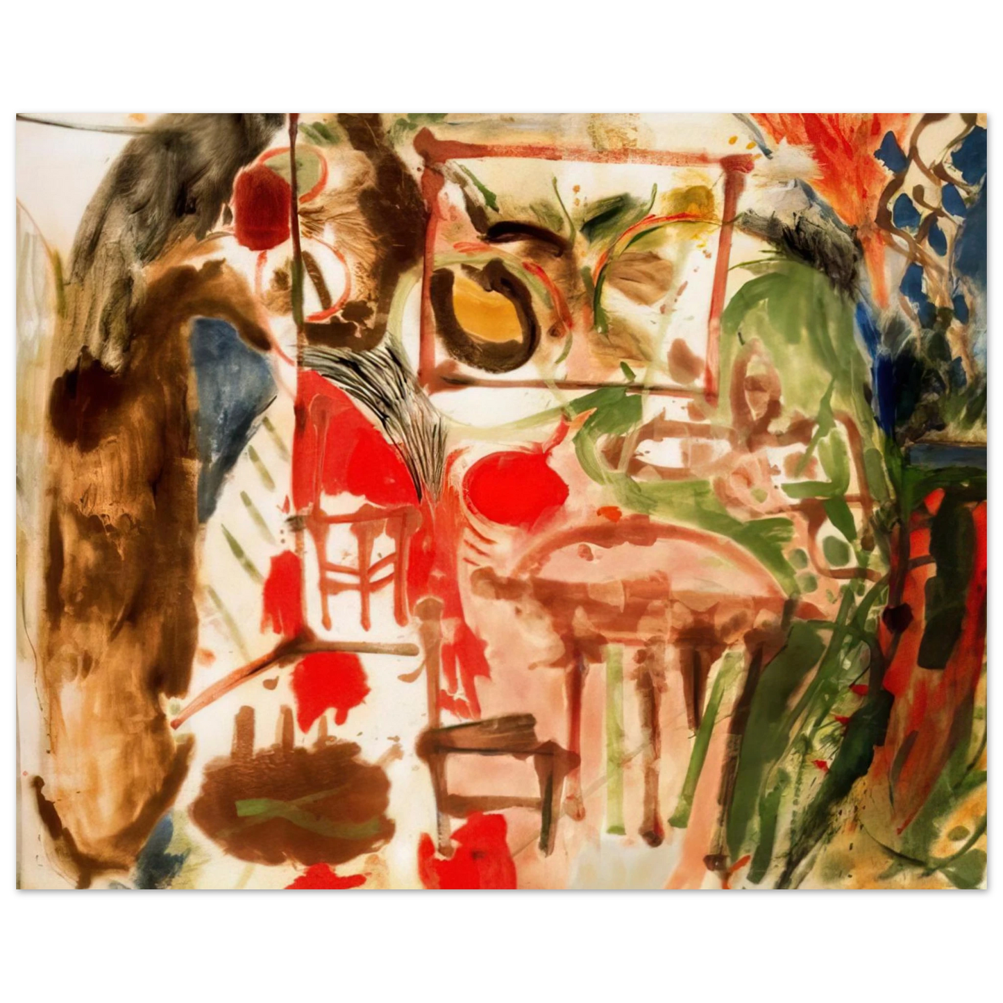 Helen Frankenthaler - Interior - 1957 Wall art - 40x50 cm / 16x20 inches - Premium Wooden Framed Poster With Fine Art Paper - White frame
