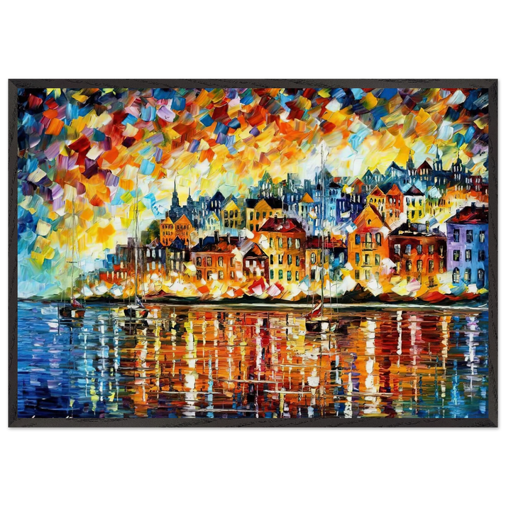 Leonid Afremov N9 - Leonid Afremov 70x100 cm / 28x40 inches Framed Art Print – Black Wooden Frame
