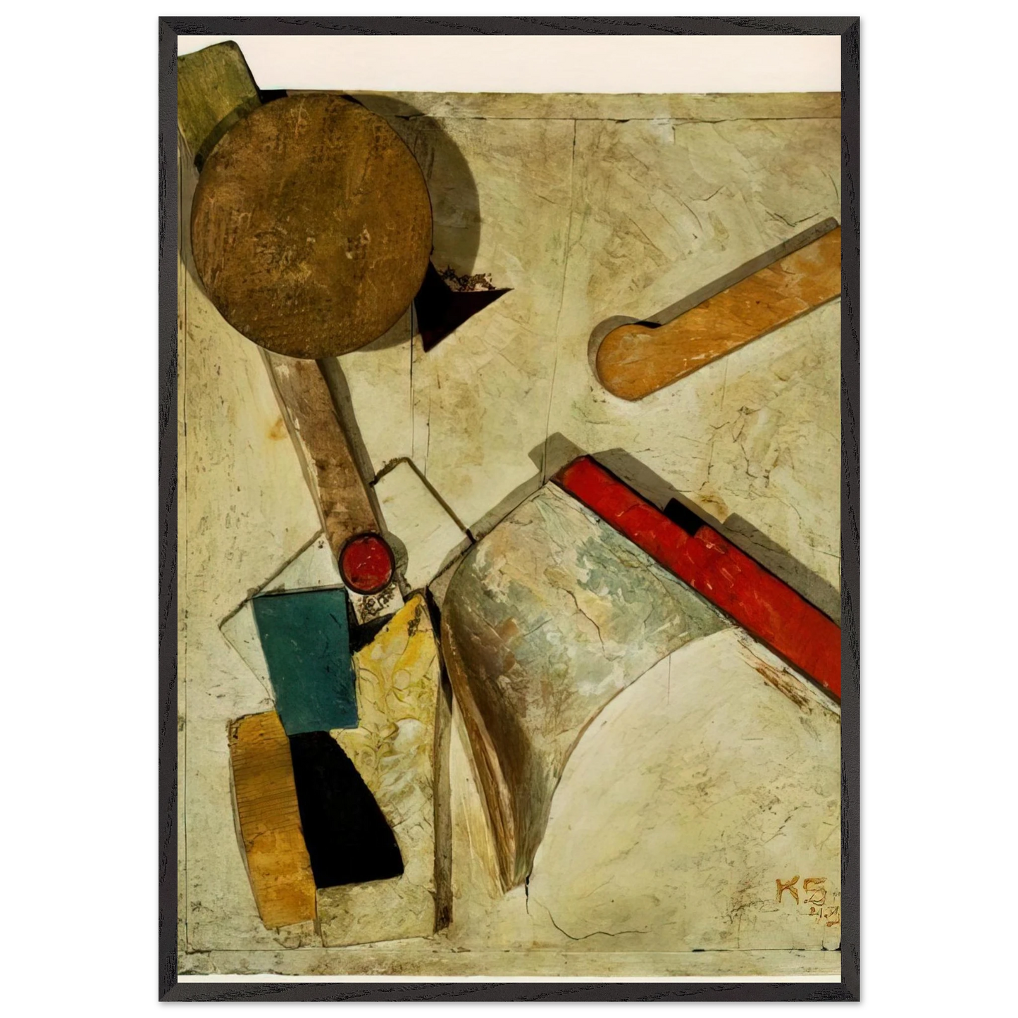 HEAVY RELIEF 1945 - Kurt Schwitters 70x100 cm / 28x40 inches Framed Art Print – Black Wooden Frame