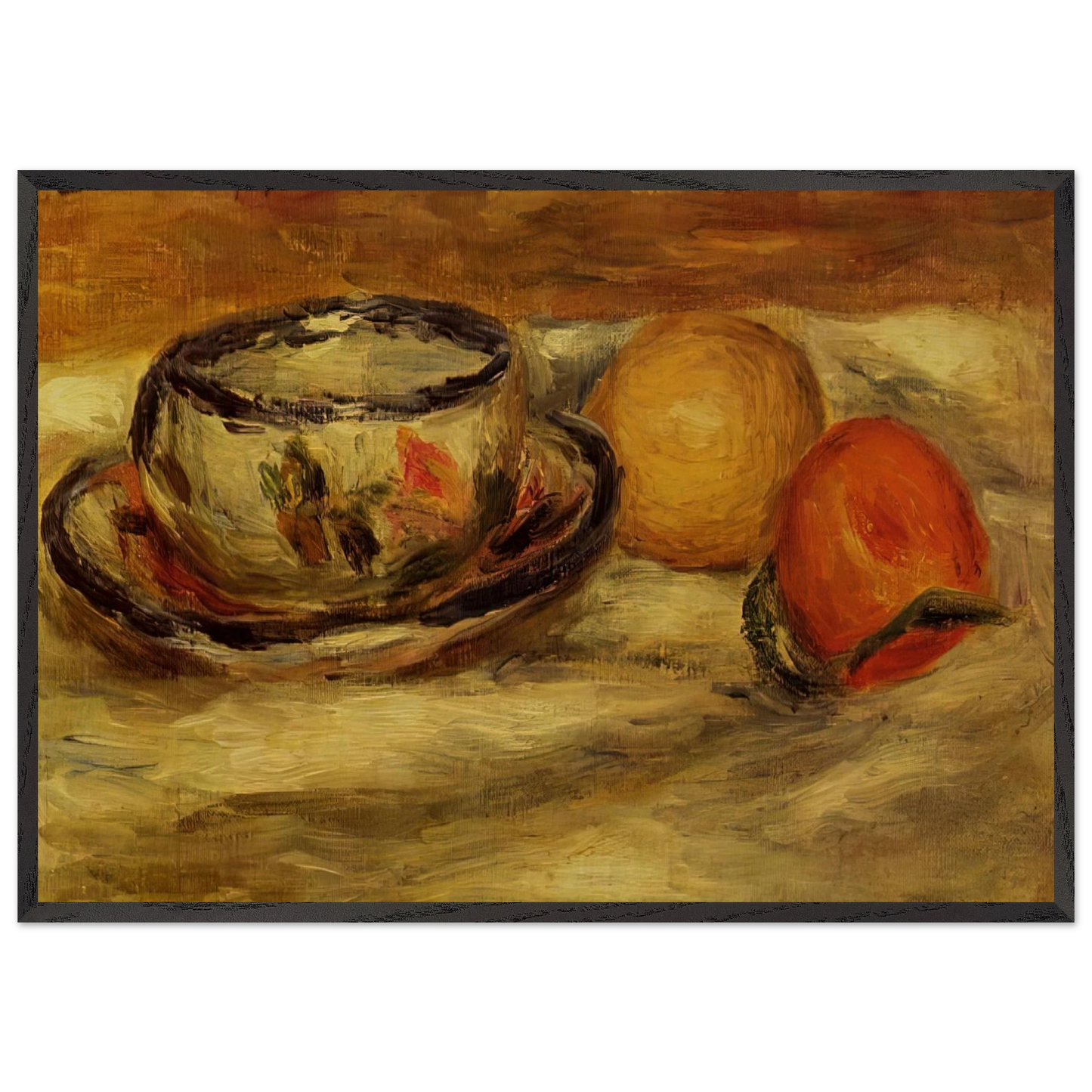Cup Lemon and Tomato - Pierre-Auguste Renoir 70x100 cm / 28x40 inches Framed Art Print – Black Wooden Frame