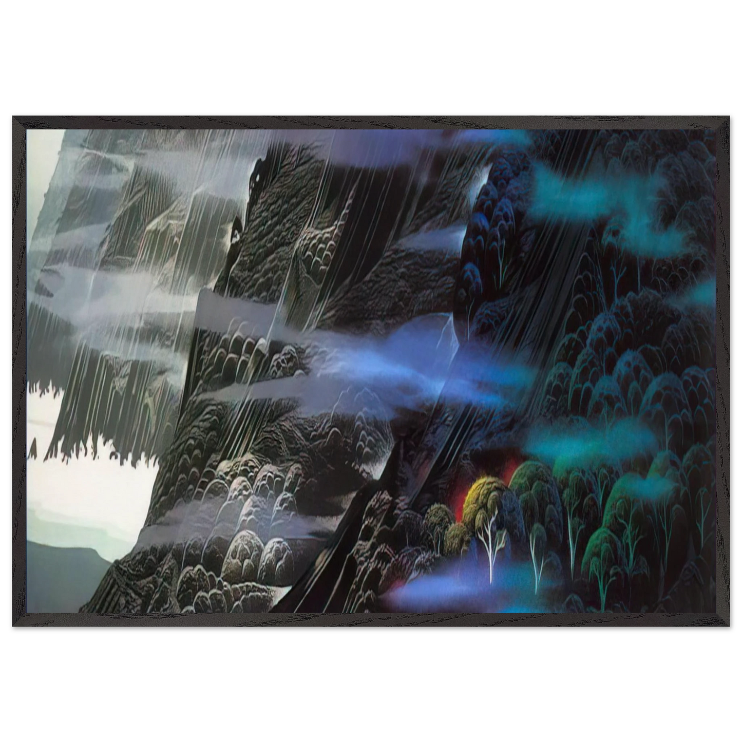 Emerald Coast - Eyvind Earle 70x100 cm / 28x40 inches Framed Art Print – Black Wooden Frame