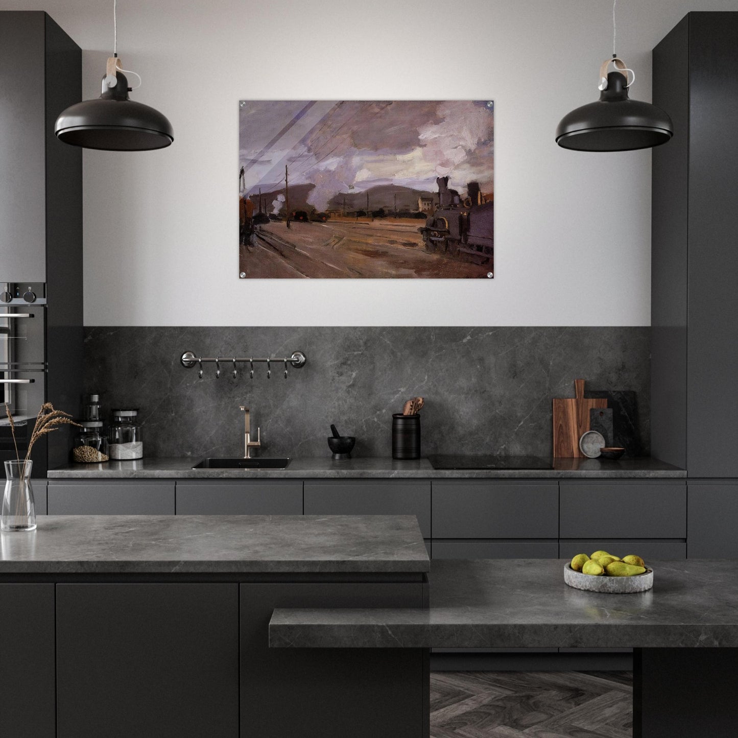 The Railroad Station at Argenteuil - claude monet Acrylic Print - 70x100 cm / 28x40″ inches