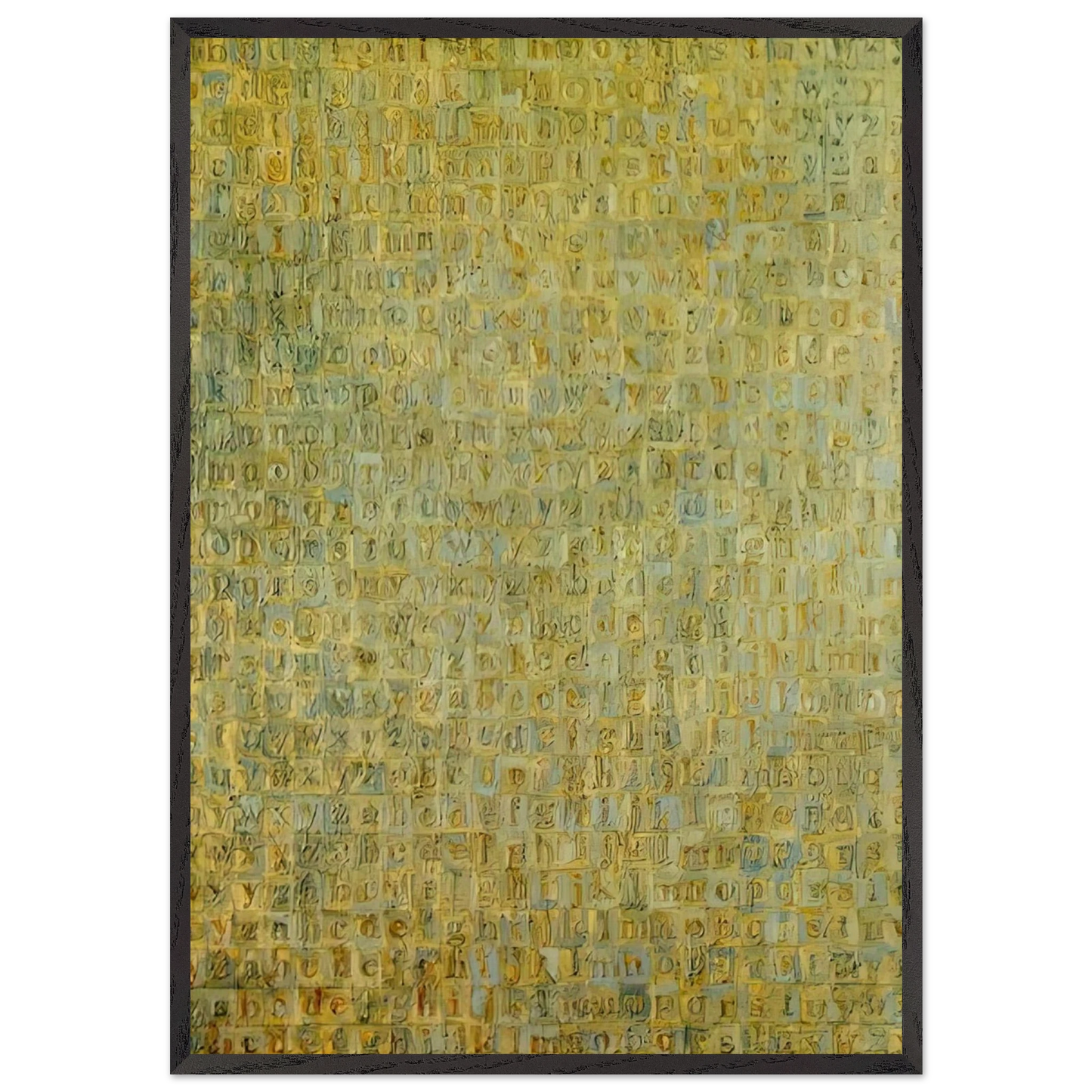 GREY ALPHABETS - Jasper Johns 70x100 cm / 28x40 inches Framed Art Print – Black Wooden Frame