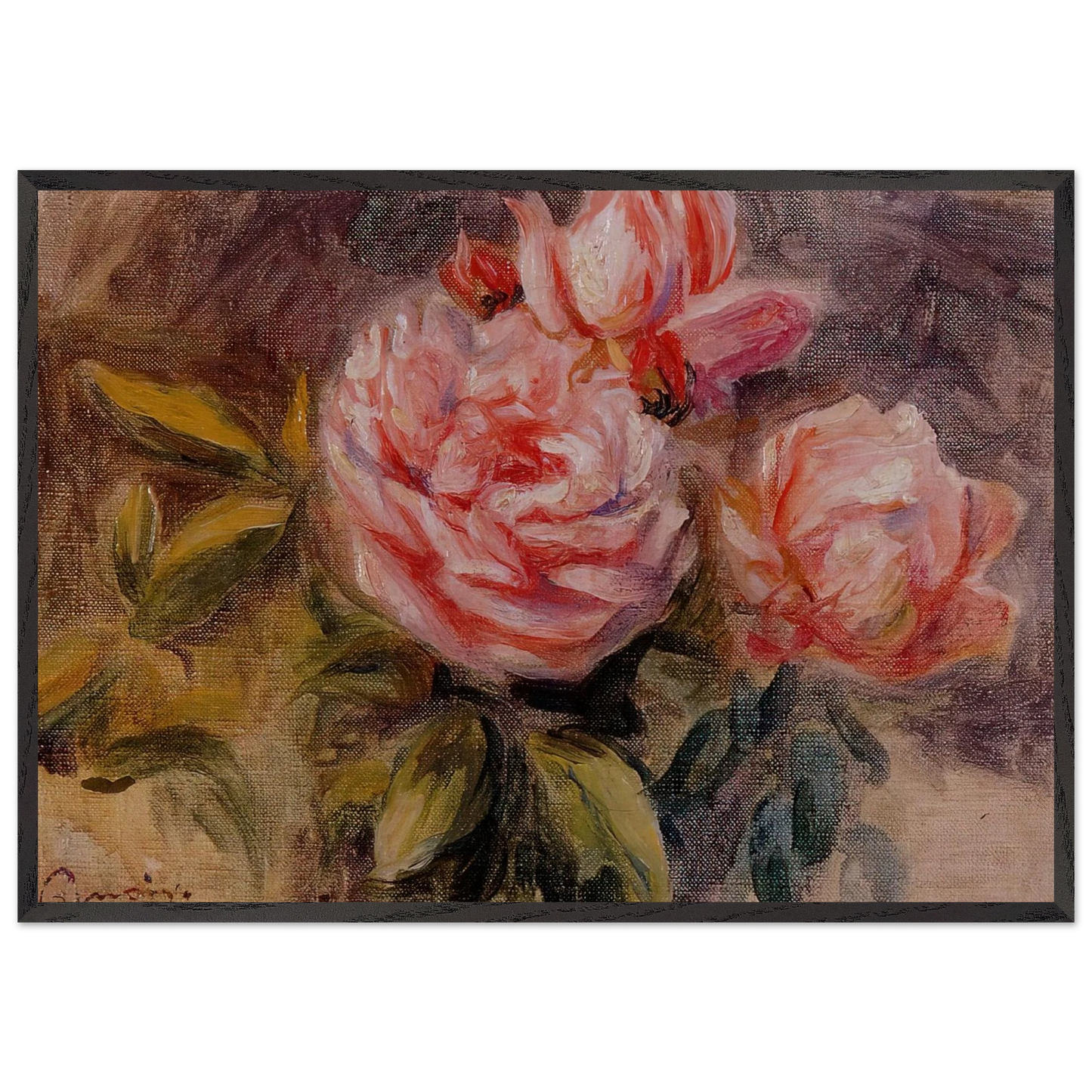 Roses N3 - Pierre-Auguste Renoir 70x100 cm / 28x40 inches Framed Art Print – Black Wooden Frame