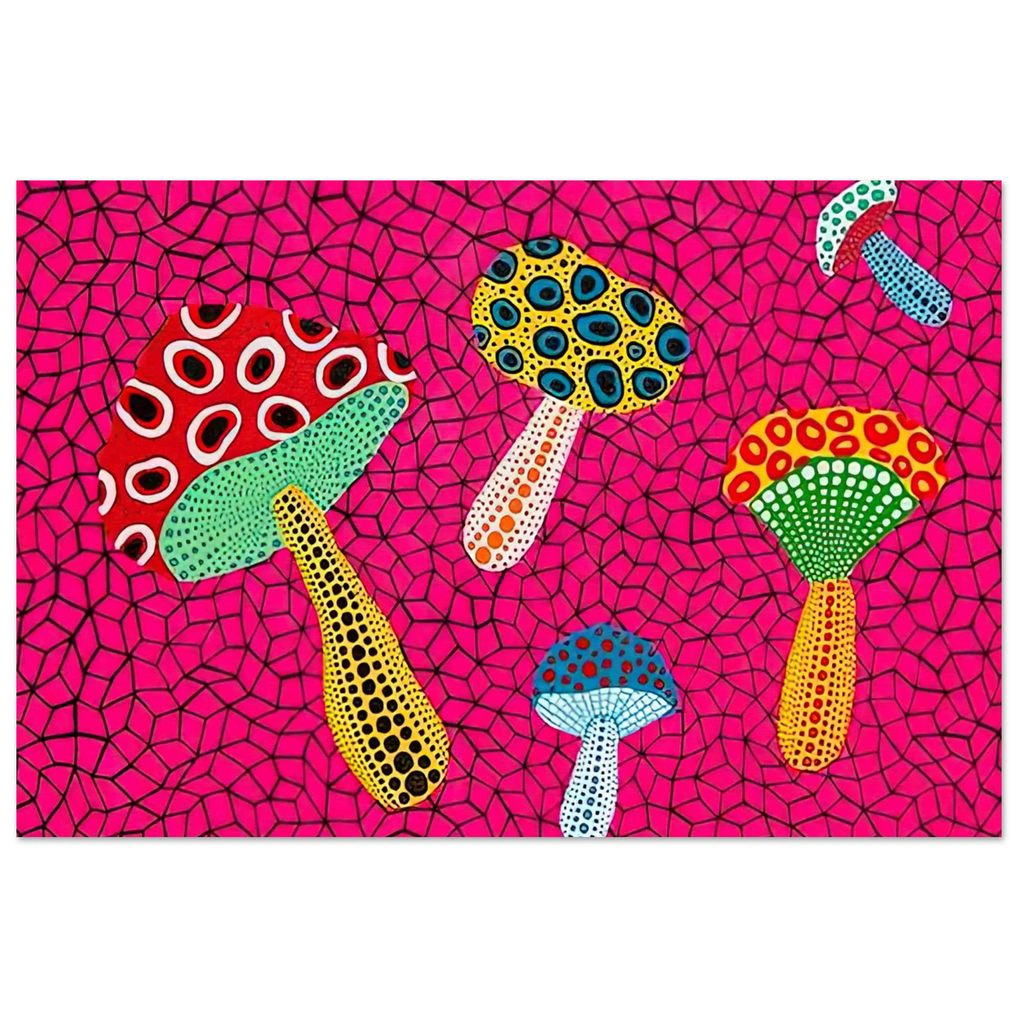Yayoi Kusama - MUSHROOMS 1995 Fine Art Poster - 40x60 cm / 16x24 inches