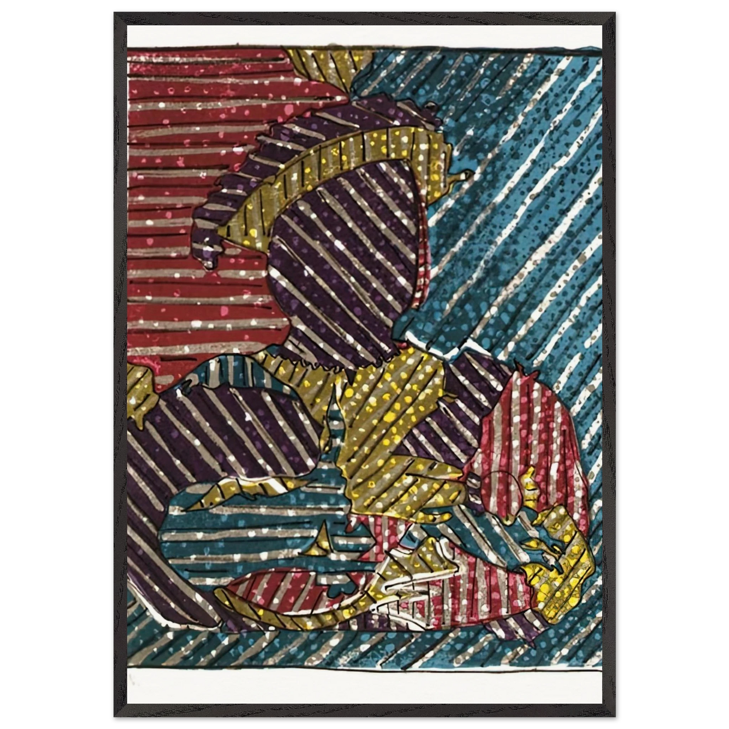 AFTER HOLBEIN - Jasper Johns 70x100 cm / 28x40 inches Framed Art Print – Black Wooden Frame