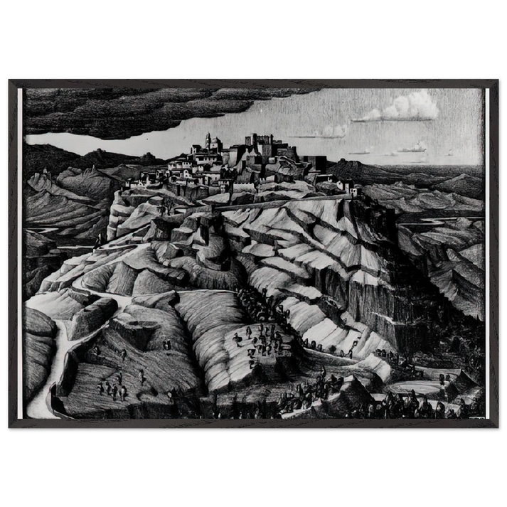 SANTA SEVERINA CALABRIA FEBRUARY 1931 1931 - MC Escher 70x100 cm / 28x40 inches Framed Art Print – Black Wooden Frame | Maurits Cornelis Escher Prints