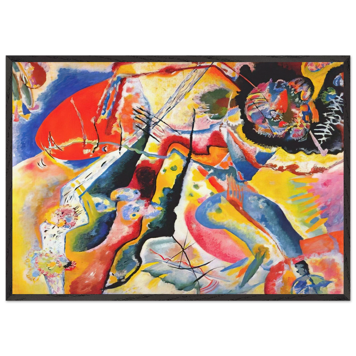 PAINTING WITH RED SPOT 1914 - Wassily Kandinsky 70x100 cm / 28x40 inches Framed Art Print – Black Wooden Frame