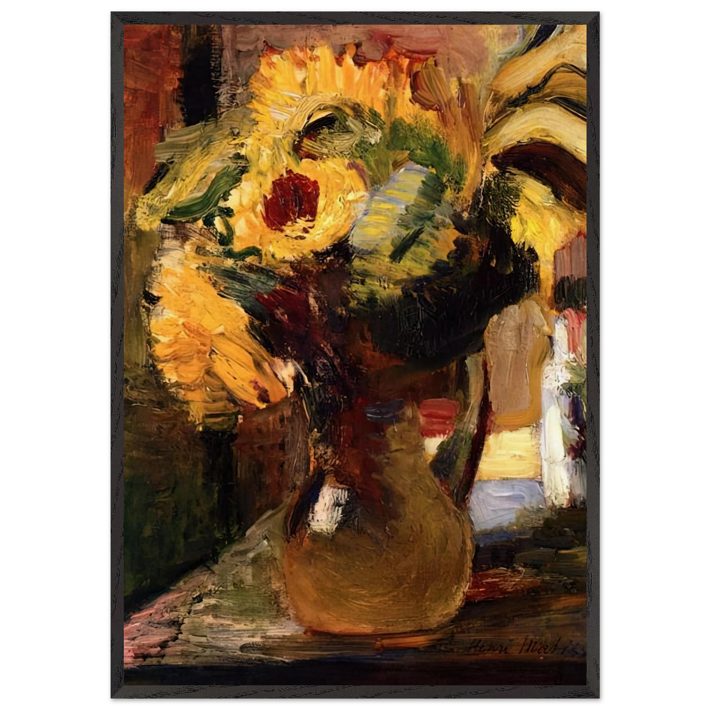 BOUQUET OF SUNFLOWERS 1897 - Henri Matisse 70x100 cm / 28x40 inches Framed Art Print – Black Wooden Frame