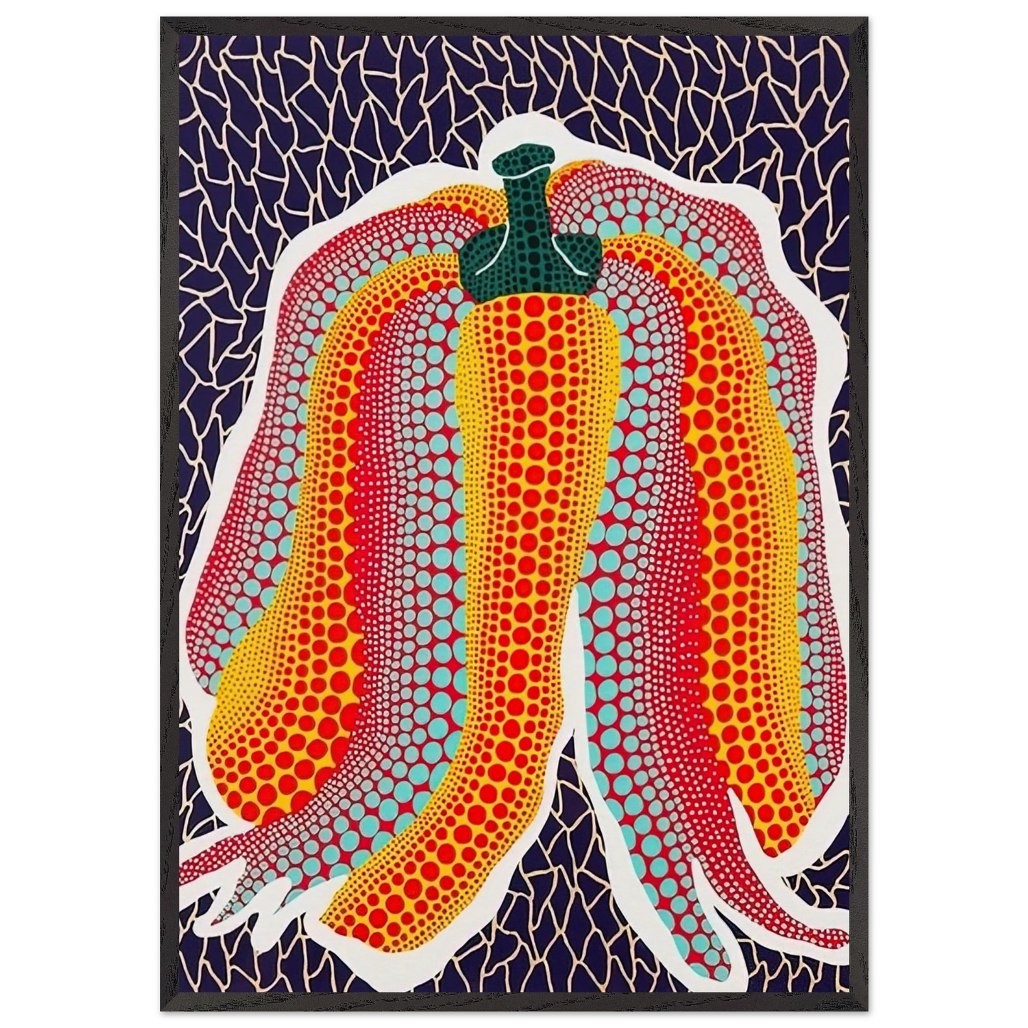 PUMPKIN 1990 - Yayoi Kusama Framed Art Print – Black Wooden Frame - Default Title - -Framed Art Print