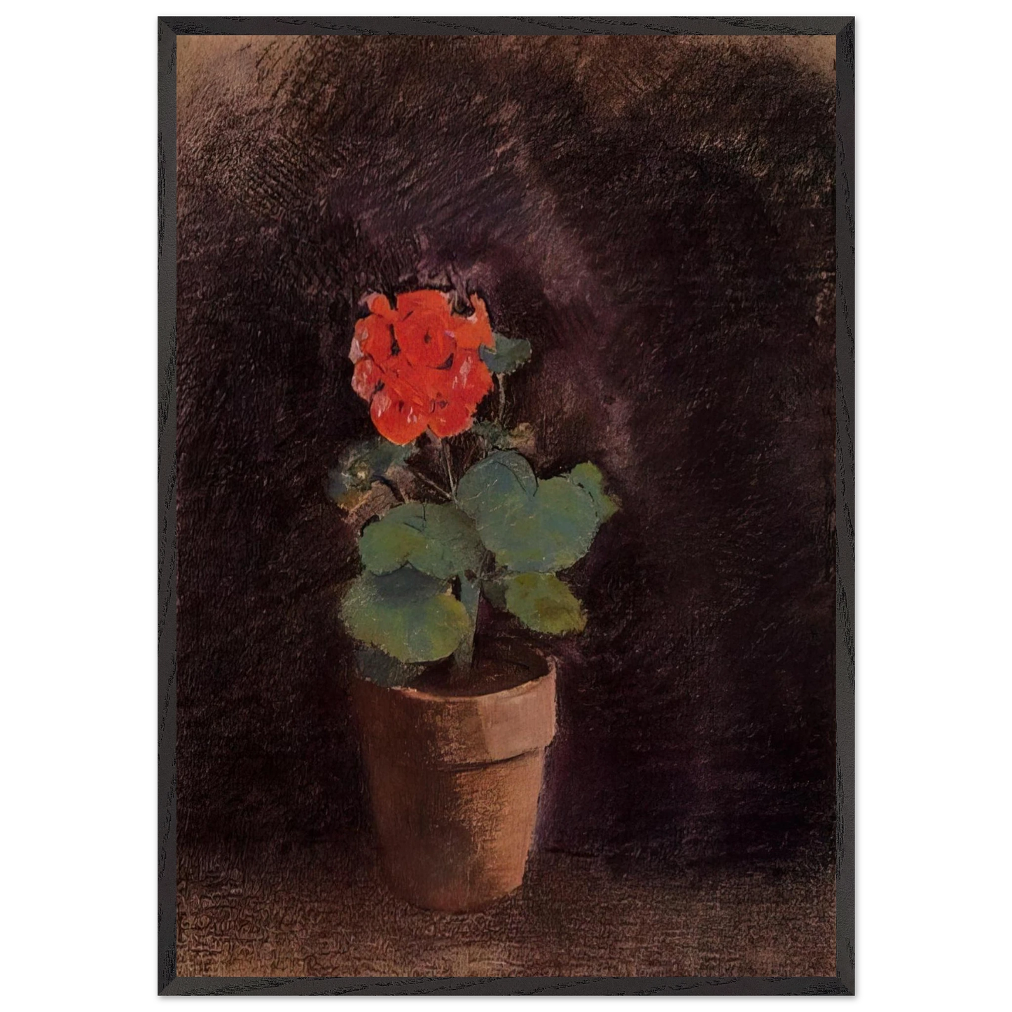 GERANIUM - Odilon Redon 70x100 cm / 28x40 inches Framed Art Print – Black Wooden Frame