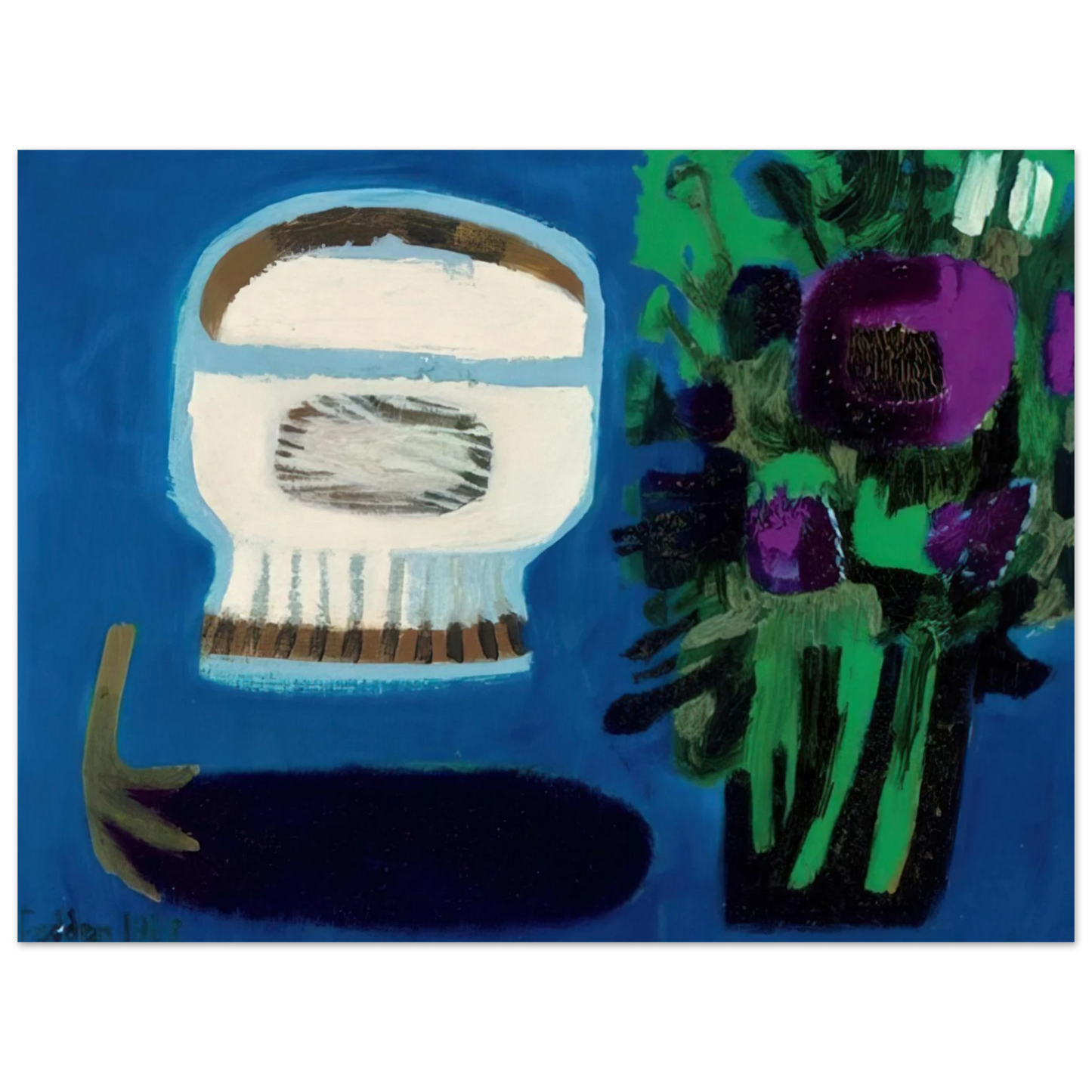 Mary Fedden - Aubergine and flowers - 1968 Fine Art Poster - Default Title