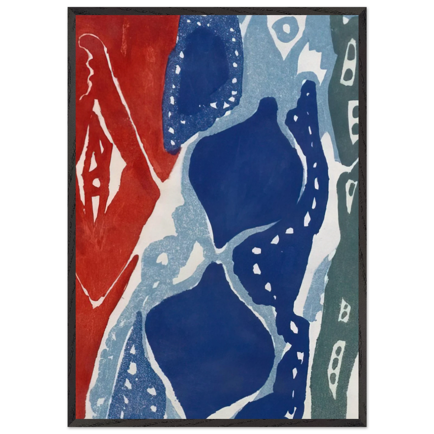 Farbaquatinta 1965-7 - 1965 - Ernst Wilhelm Nay 70x100 cm / 28x40 inches Framed Art Print – Black Wooden Frame