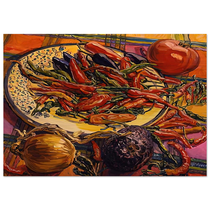 CHILI PEPPERS 2005 - Janet Fish Brushed Aluminum Print - 70x100 cm / 28x40 inches | Janet Fish Aluminum Print | Janet Fish Prints