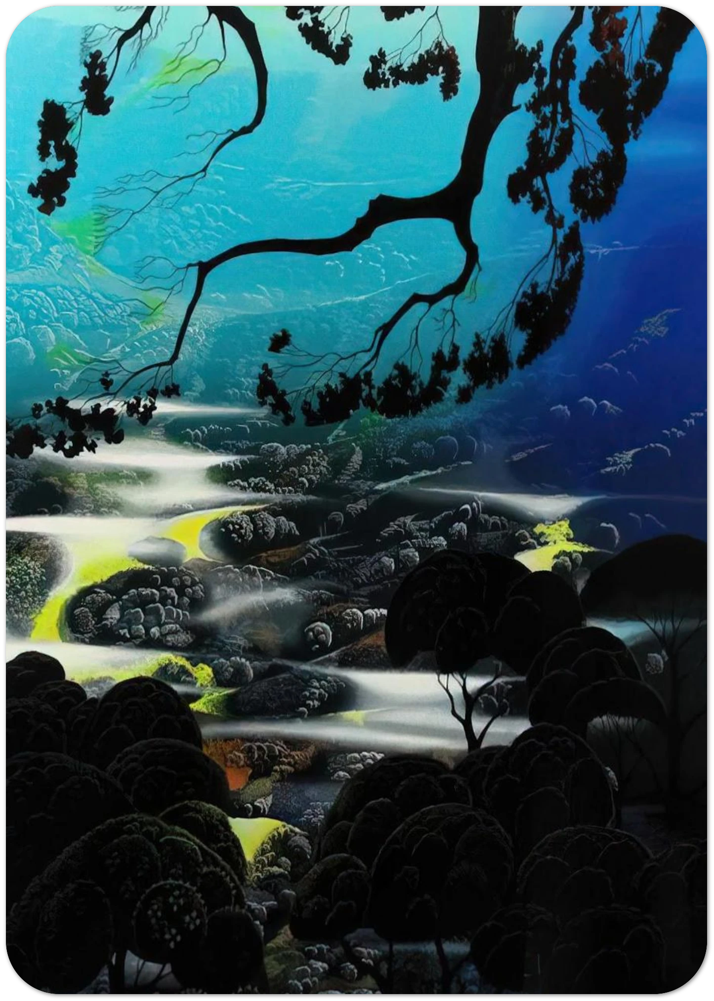 Days End By Eyvind Earle Pack of 10 Post Cards | Eyvind Earle Post Cards | A6 (10.5 x 14.8 cm) - 4.1 x 5.8 inches