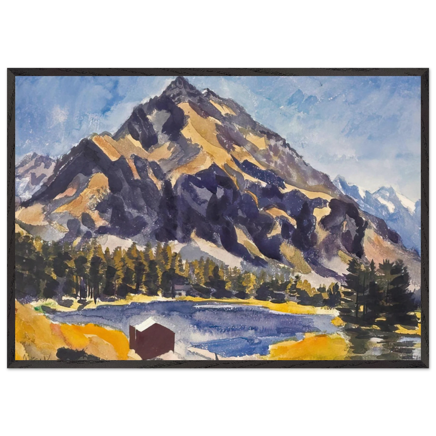 Bergsee A Mountain Lake - 1936 - Johannes Itten 70x100 cm / 28x40 inches Framed Art Print – Black Wooden Frame