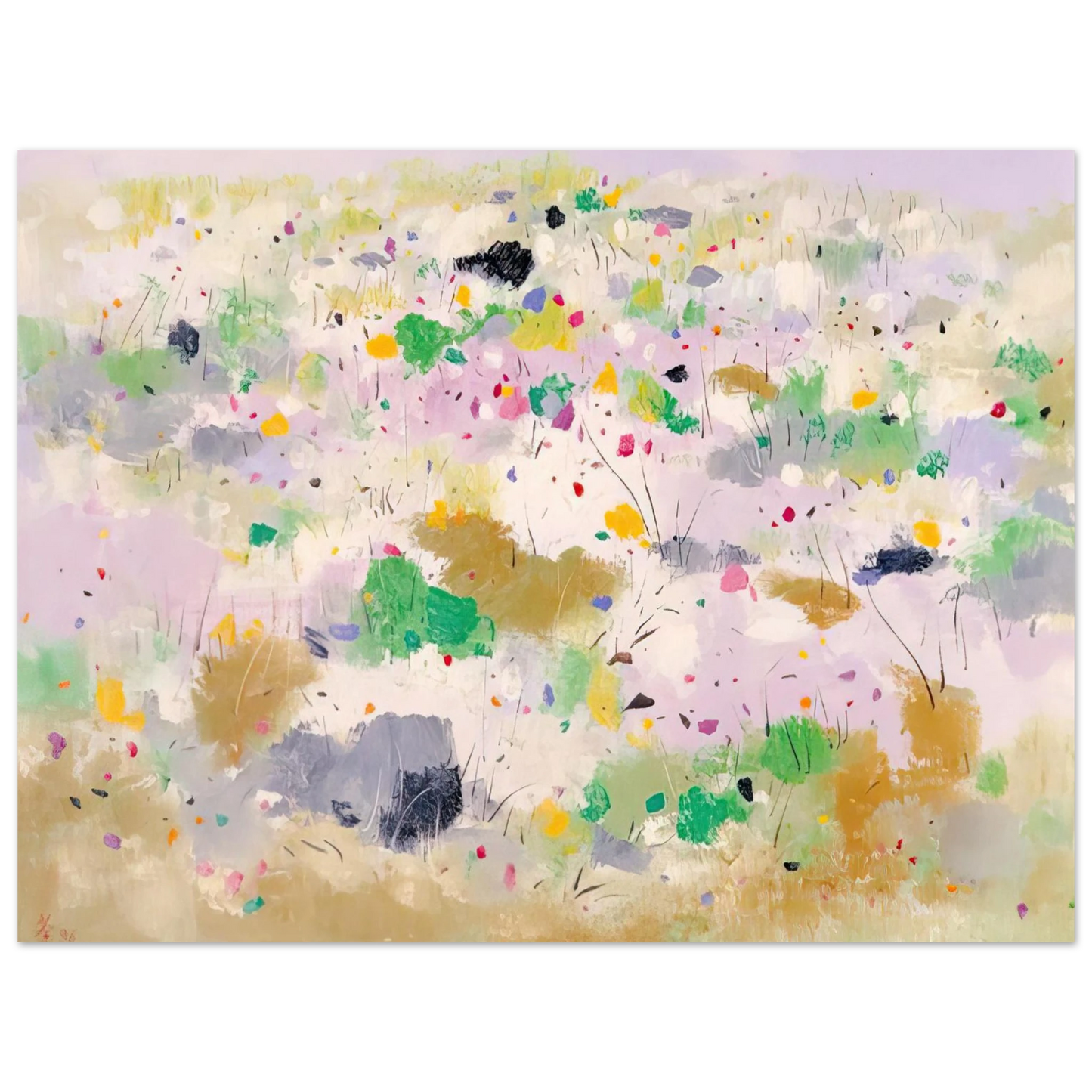 Wu Guanzhong - The Blooming Mountain - Abstract Expressionism, Ink and wash painting Fine Art Poster - Default Title