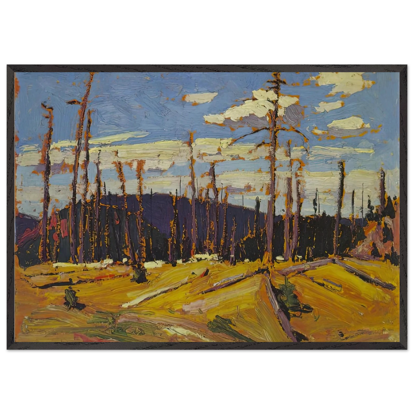 BURNT OVER FOREST 1916 - Tom Thomson Framed Art Print – Black Wooden Frame - Default Title - -Framed Art Print