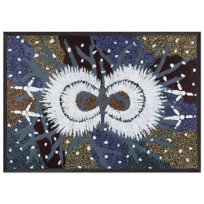 Eagle Dreaming - 1999 - Clifford Possum Tjapaltjarri 70x100 cm / 28x40 inches Framed Art Print – Black Wooden Frame