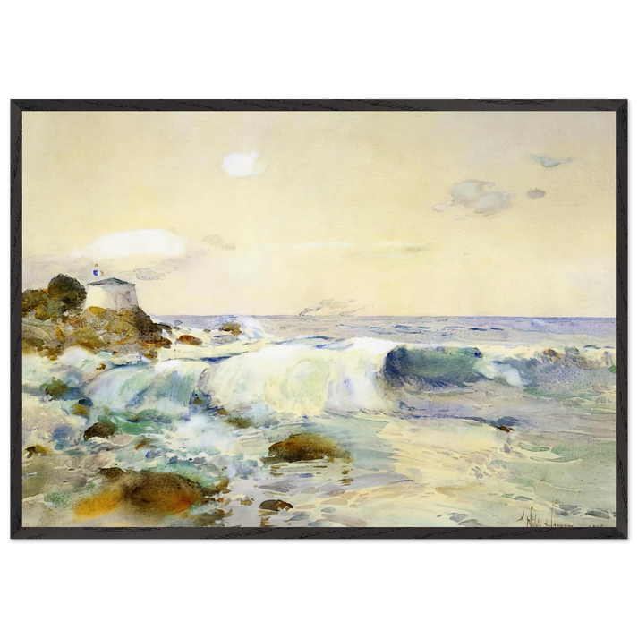 On the Brittany Coast - Childe Hassam 70x100 cm / 28x40 inches Framed Art Print – Black Wooden Frame
