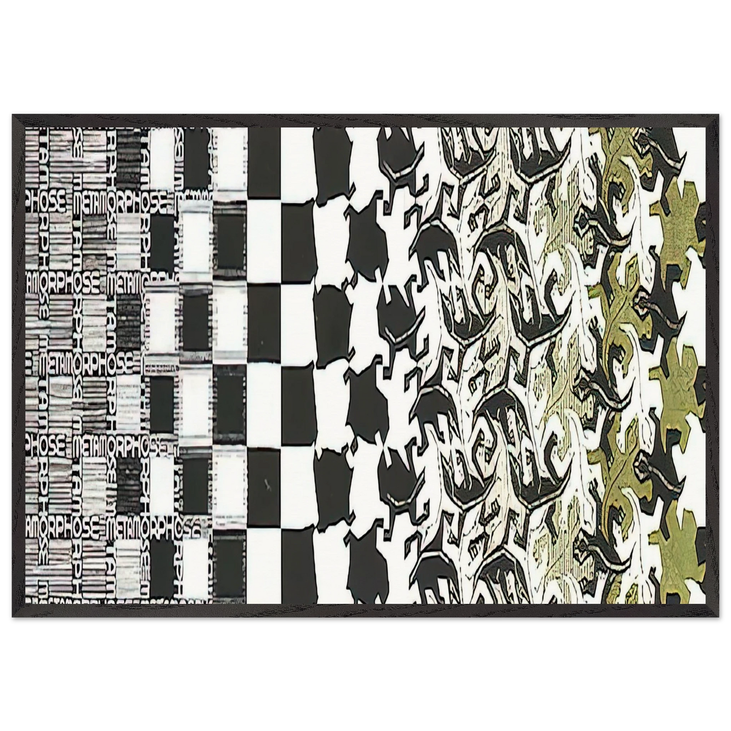 METAMORPHOSIS II EXCERPT 2 - MC Escher Framed Art Print – Black Wooden Frame - Default Title - -Framed Art Print