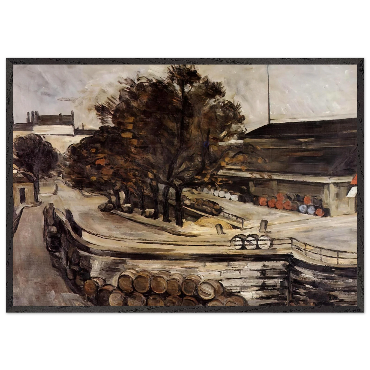 The Wine Market at Jussieu - Paul Cezanne 70x100 cm / 28x40 inches Framed Art Print – Black Wooden Frame