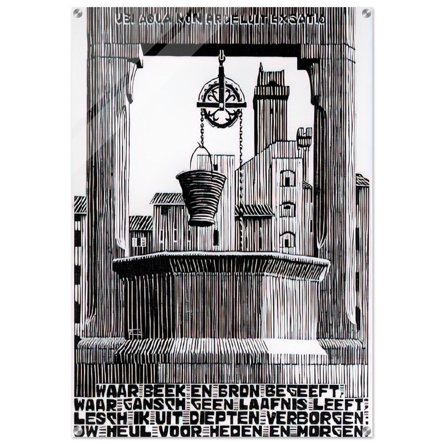 EMBLEMATA WELL - MC Escher Acrylic Print - 70x100 cm / 28x40″ inches | Maurits Cornelis Escher Prints