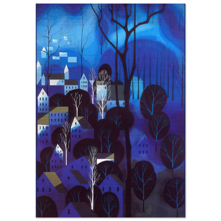 Midnight Blue - Eyvind Earle Brushed Aluminum Print - 70x100 cm / 28x40 inches | Eyvind Earle Aluminum Print | Eyvind Earle Prints