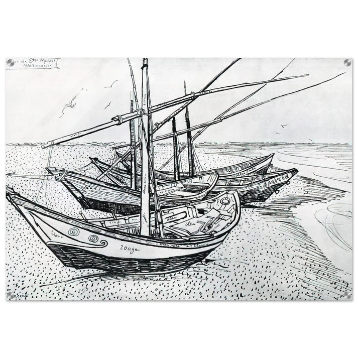 Fishing boats on the Beach at Les Saintes-Maries-de-la-Mer - Vincent van Gogh Acrylic Print - 70x100 cm / 28x40″ inches