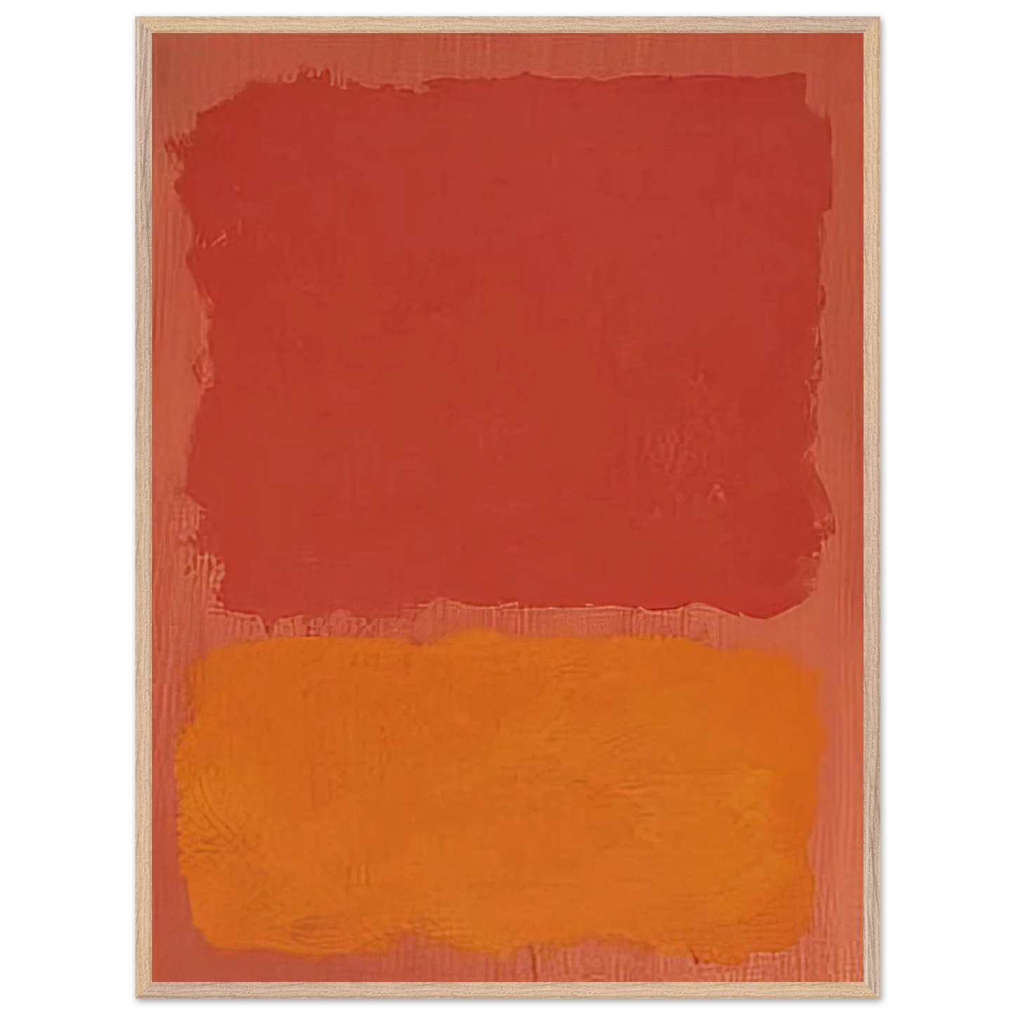 Mark Rothko - Untitled Red and Orange on Salmon - 1969 Wall Art - 30x40 cm / 12x16 inches - Premium Wooden Framed Poster With Fine Art Paper - White frame