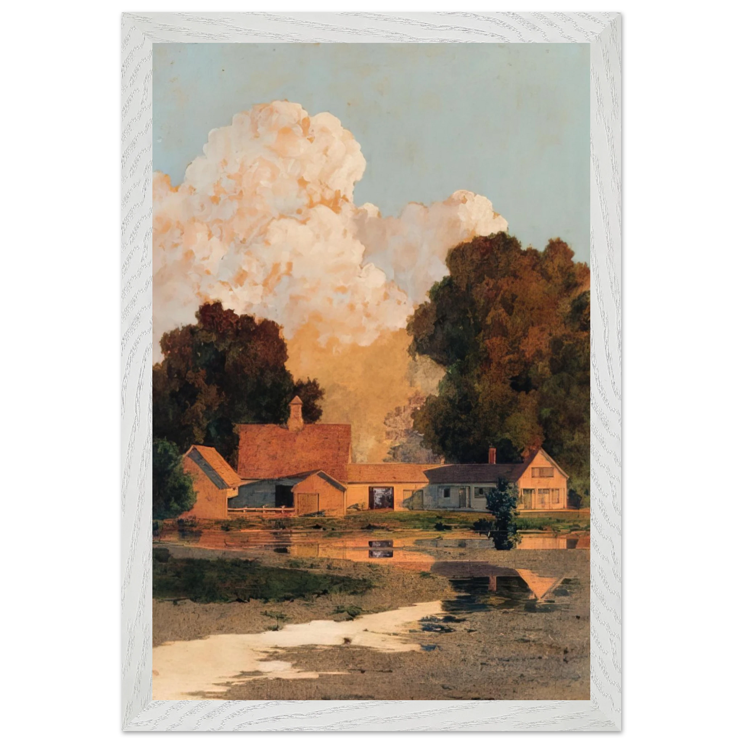 Maxfield Parrish - Daniels Farm, Summer Wall Art - 21x29.7 cm / 8x12" - Premium Wooden Framed Poster With Fine Art Paper-canvas - Wood frame