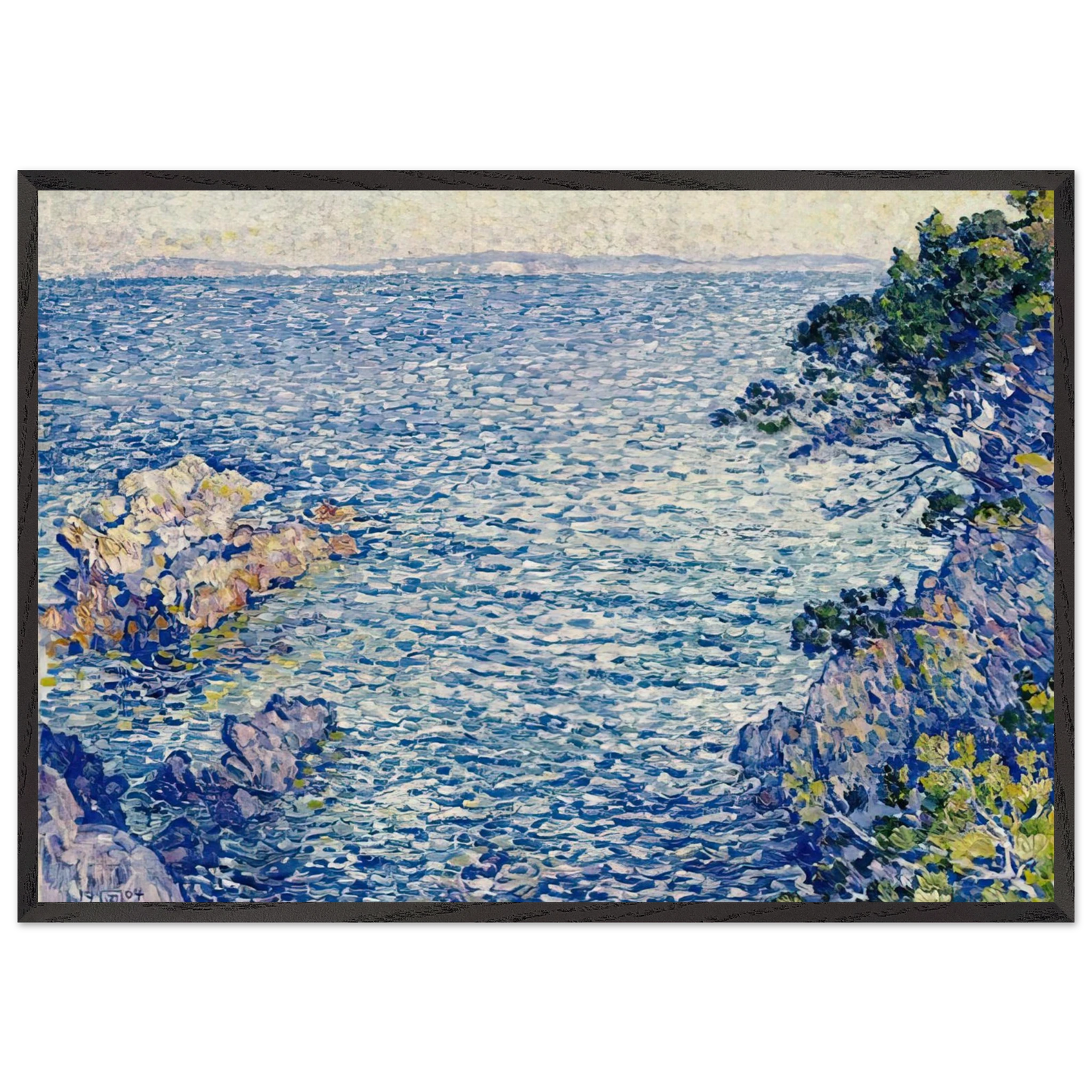 THE POINT OF ROSSIGNOL 1904 - Theo van Rysselberghe Framed Art Print – Black Wooden Frame - Default Title - -Framed Art Print