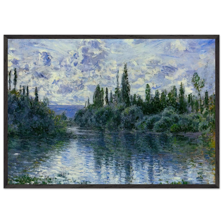 Arm of the Seine near Vetheuil - claude monet 70x100 cm / 28x40 inches Framed Art Print – Black Wooden Frame