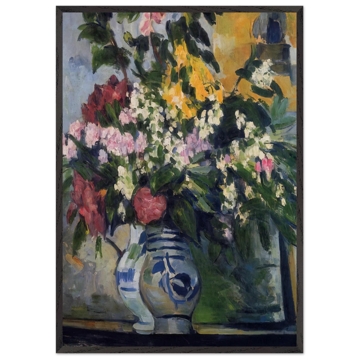 Two Vases of Flowers - Paul Cezanne 70x100 cm / 28x40 inches Framed Art Print – Black Wooden Frame
