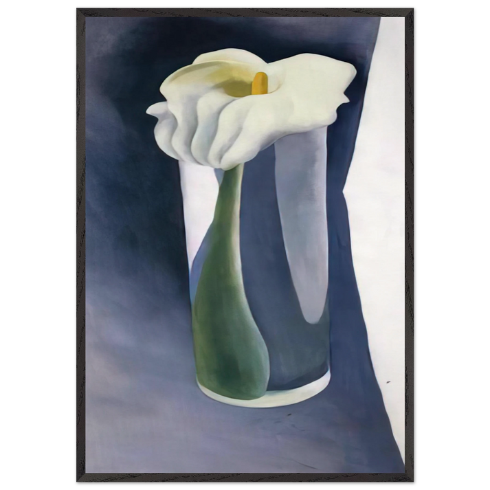 Calla Lily in Tall Glass - Georgia OKeeffe 70x100 cm / 28x40 inches Framed Art Print – Black Wooden Frame