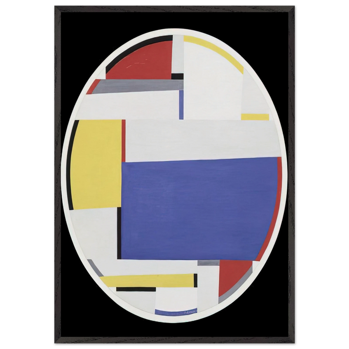 Relational Painting Tondo 40 - 1956 - Fritz Glarner 70x100 cm / 28x40 inches Framed Art Print – Black Wooden Frame