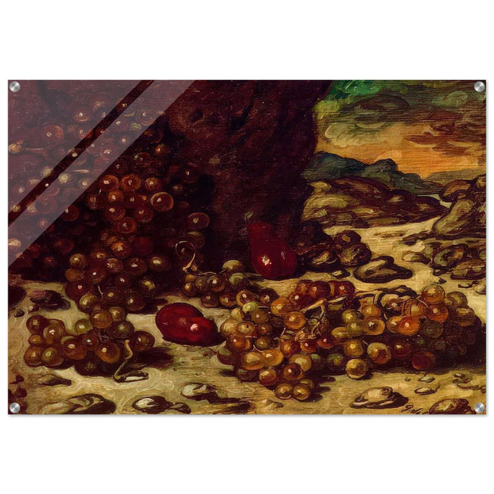 STILL LIFE WITH ROCKY LANDSCAPE 1942 - Giorgio de Chirico Acrylic Print - 70x100 cm / 28x40″ inches | Giorgio de Chirico Wall Art | Giorgio de Chirico Prints